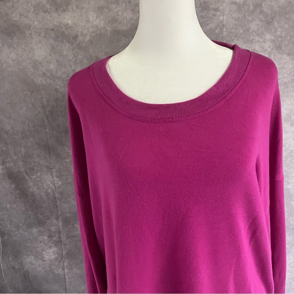 Athleta Fuchsia Purple Knit Tunic Top M Thumbhole sleeves active‎ Comfot